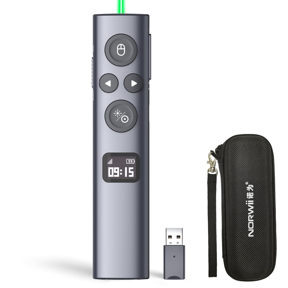 Wireless Presentation Clicker with Digital Pointer & Timer for TV/Projector