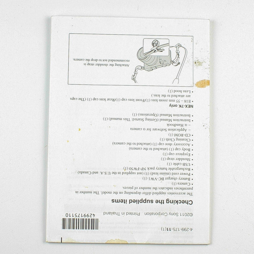 Sony -Nex-7 - Digital Camera Getting Started Manual - Instruction Pamphlet