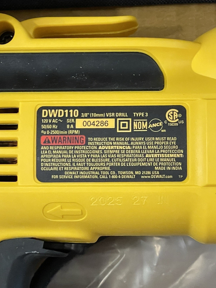 DEWALT 3/8 in. Variable Speed Corded Drill Kit with Tool Bag DWD110K