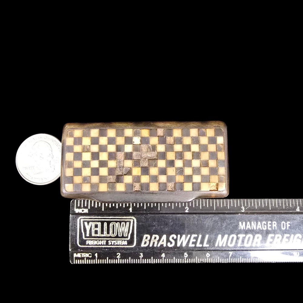 Antique Snuff box checkerboard inlay old