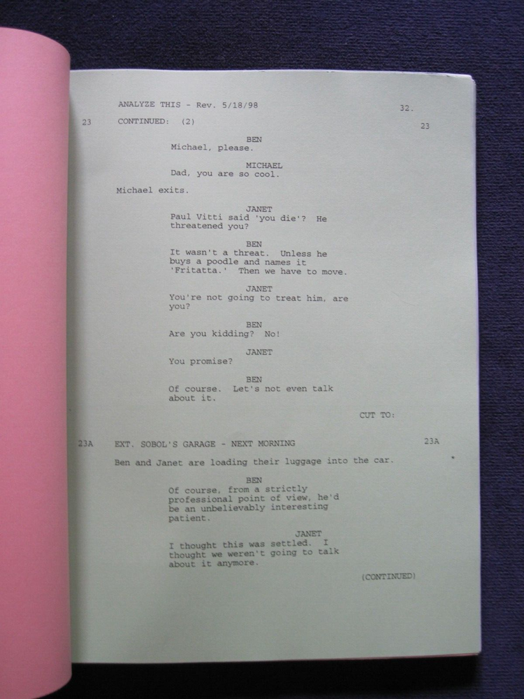 ORIGINAL SCRIPT for ANALYZE THIS - ROBERT DE NIRO, BILLY CRYSTAL for OSCAR CONS.