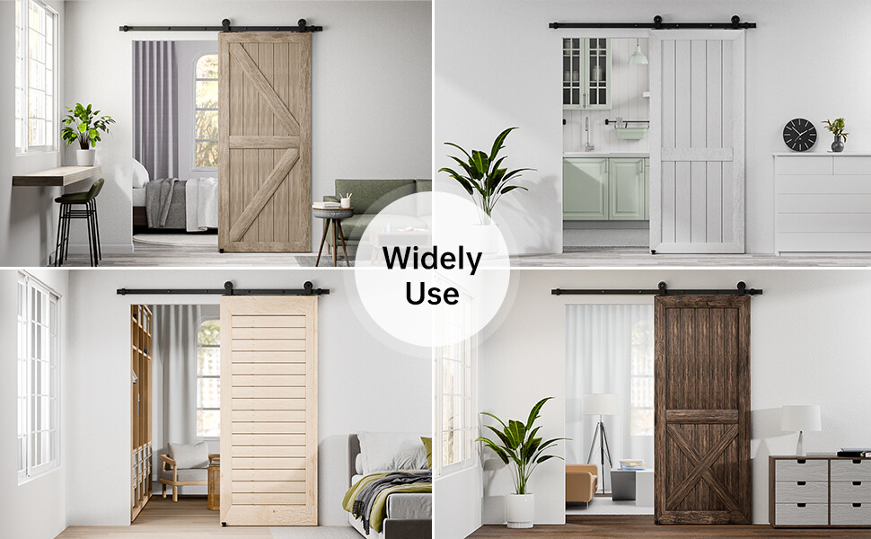 4FT-20FT Sliding Barn Door Hardware Kit Single/Double Door with Adjustable Guide