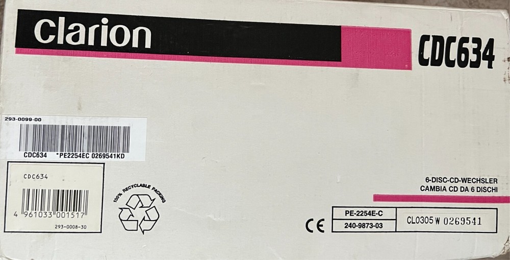 Clarion CDC634 Auto 6 CD Disk Changer. Complete Kit in Original Box