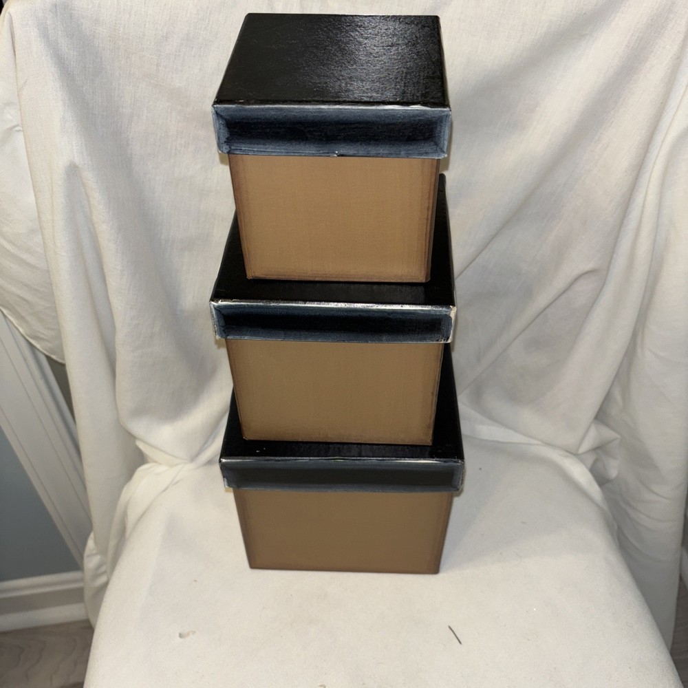 Americana Star Stackable Gift Boxes Cardboard Set (3) Multicolor Preowned