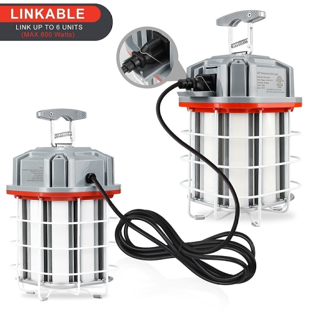 ETL LED Temporary Work Light 80W Linkable Construction Sites Hanging Lamp 5000K