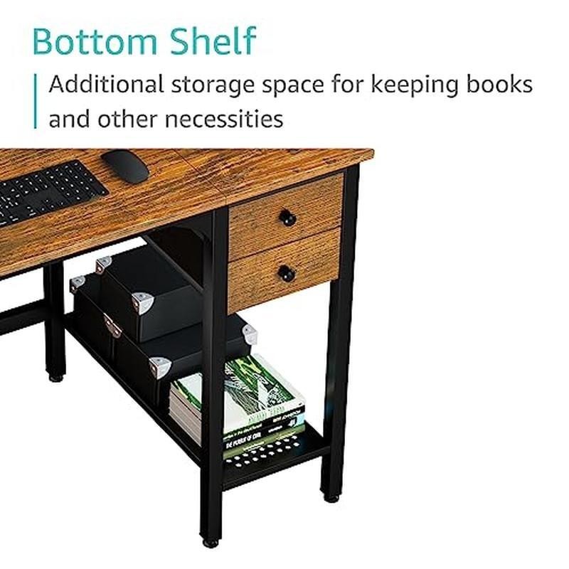 Small Computer Desk W/ Drawers Space Saving Modern Workstation Easy Assembly New