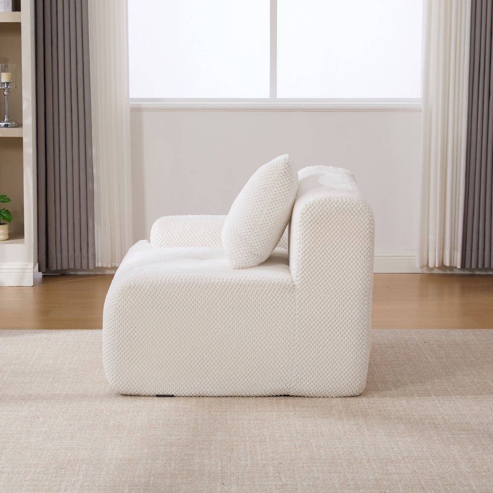 73" Modular Sectional Sofa Loveseat w/ 2 Pillows, Tufted Polyester Ivory