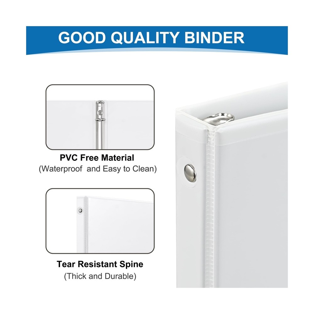 Durable 1 inch 3-Ring Binder, 1" Round Ring Binders with 2 Inside P... Fast Ship