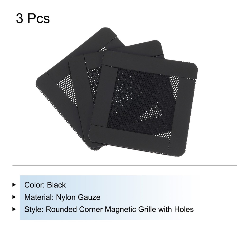 3PCS PC Dust Filter 60x60mm Magnetic Frame Computer Cooler Mesh Black
