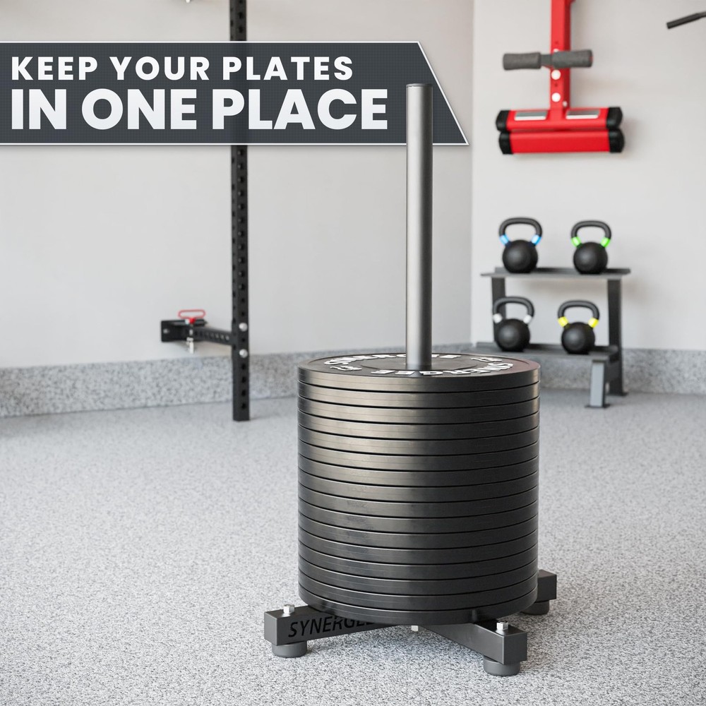 Synergee Olympic Weight Plate Rack. Stackable Weight Rack. Holds 2” Plates fo...