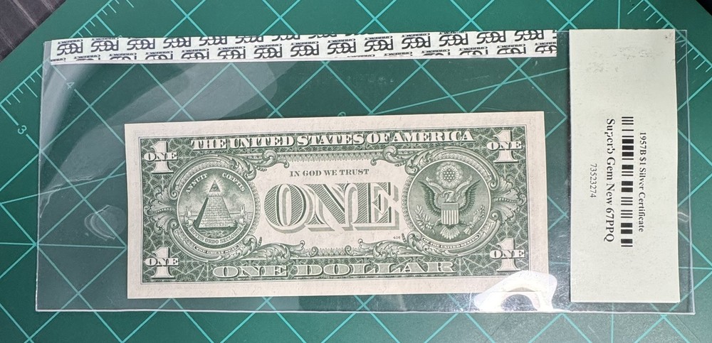 1957B-SILVER CERTIFICATE $1 ******STAR******NOTE GRADED BY PCGS 67 PPQ. SGN