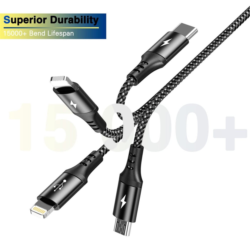 RULUS Long Multi Charging Cable [2Pack/10Ft] USB 4 in 1 Fast 10ft