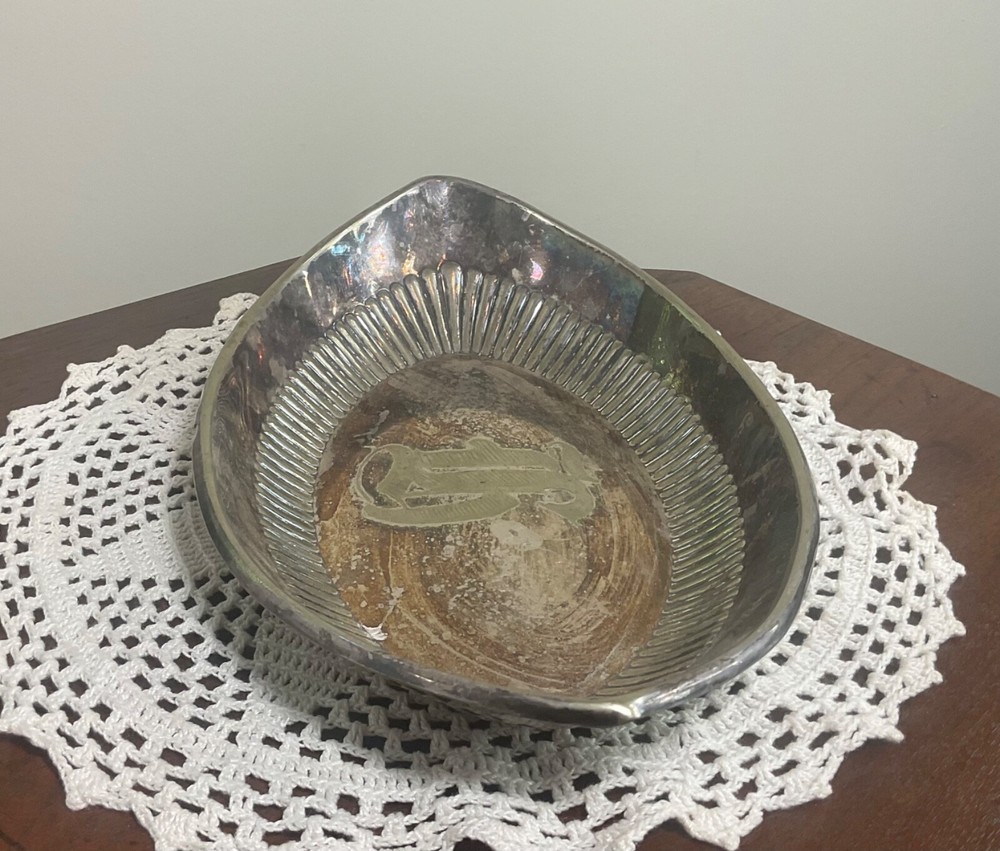 Vintage Gorham Co Silver Soldered Bread Tray 085 Monogram L