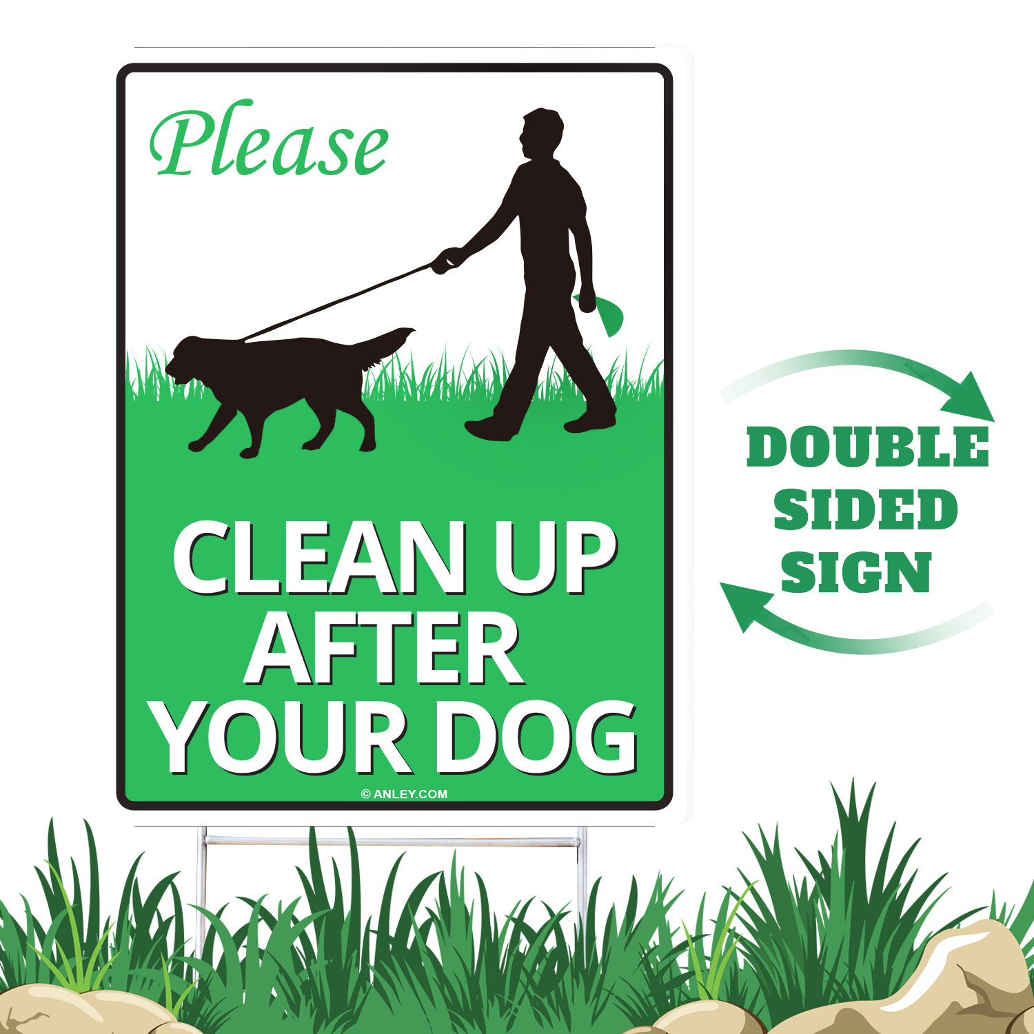 Clean Up After Your Dog Pet Sign No Pooping Warning Lawn Signs Metal Stake