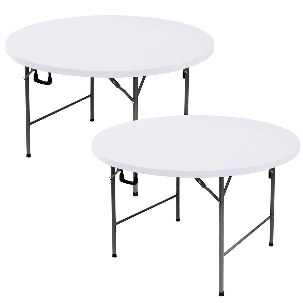 Fitted Round Table Covers 60 Inch-2 Pack White Elastic Spandex Table Cloth-Sm...
