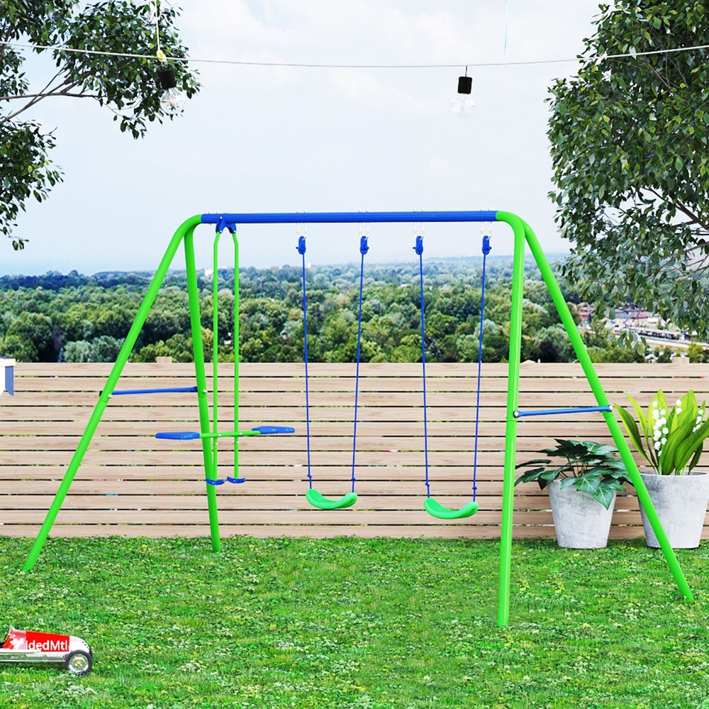 Children's Playground Set, Adjustable Ropes with Metal Frame for Stability