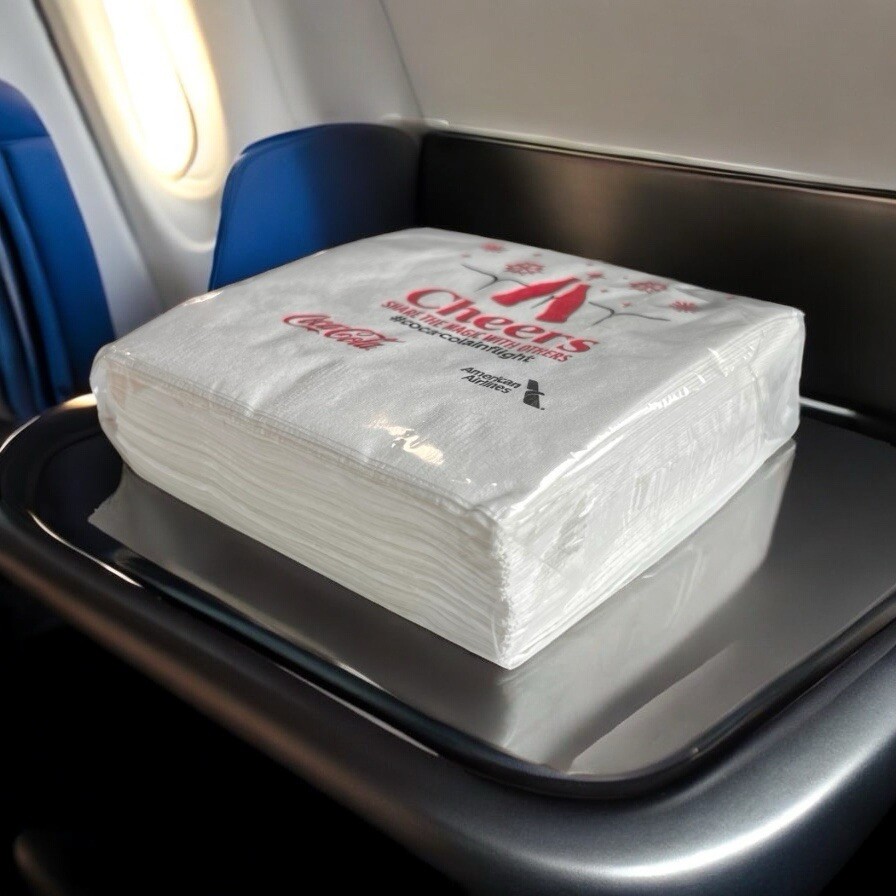 American Airlines Coca-Cola Collaborated Paper Napkins Flight Winter 50 Cts New