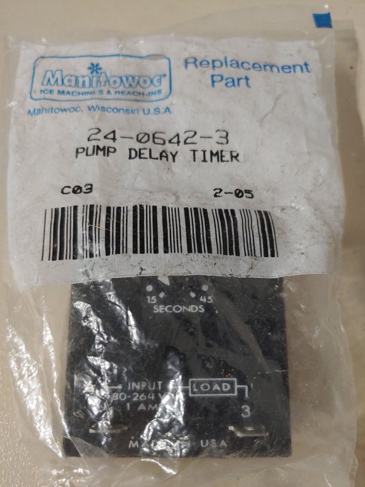 MANITOWOC 24-0642-3 PUMP DELAY TIMER 20 SEC DELAY