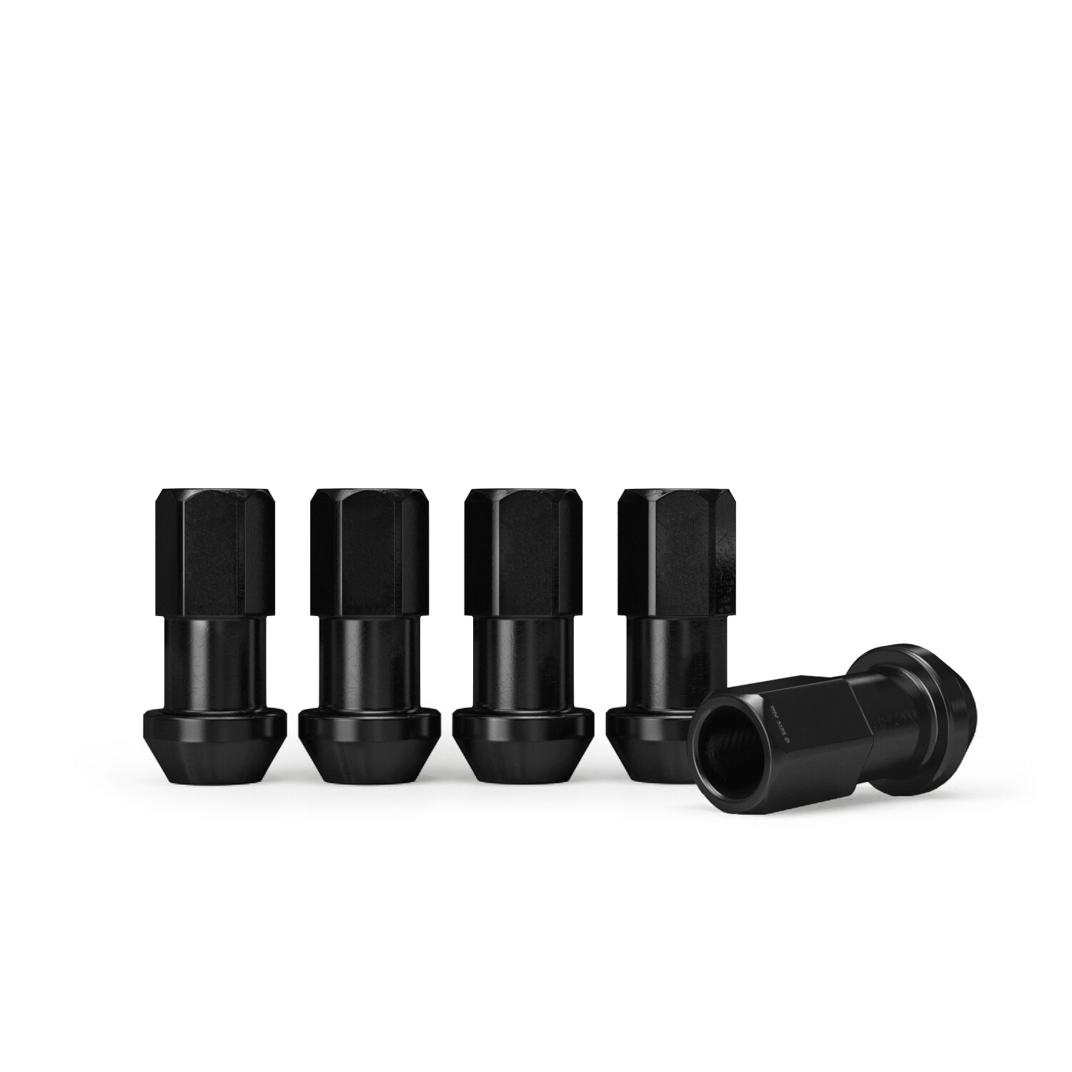 (20) 12x1.25 Black 45mm Extended Lug Nuts (1.8") Tuner Racing Cone Seat Open End