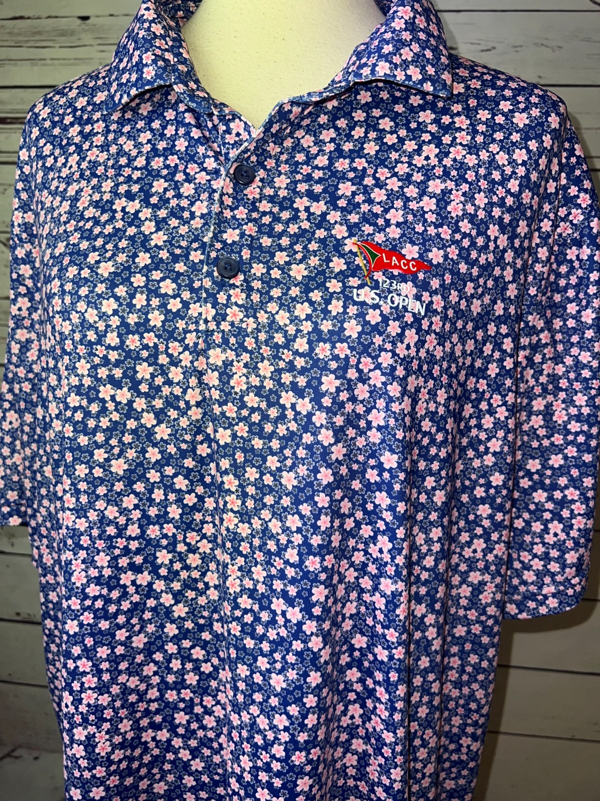 US Open LACC USGA 123rd Men's XL Purple Floral Golf Polo Shirt