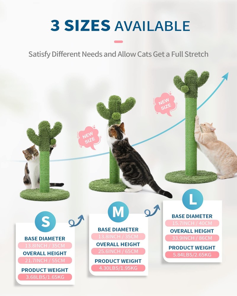 Made4Pets Cat Scratching Post Cactus Cat Scratcher Kitten Scratching Post with