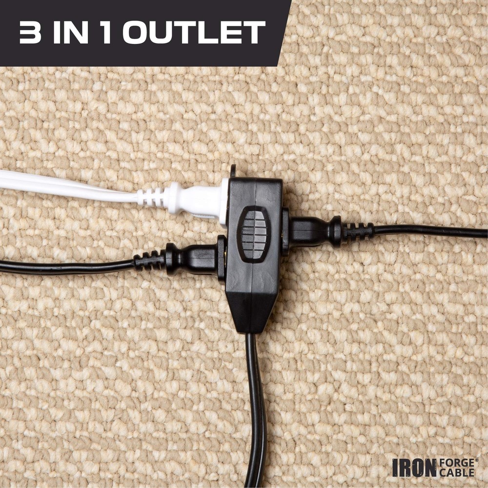6Ft Black Extension Cord 2Pack 16/2 Durable Electrical Cable