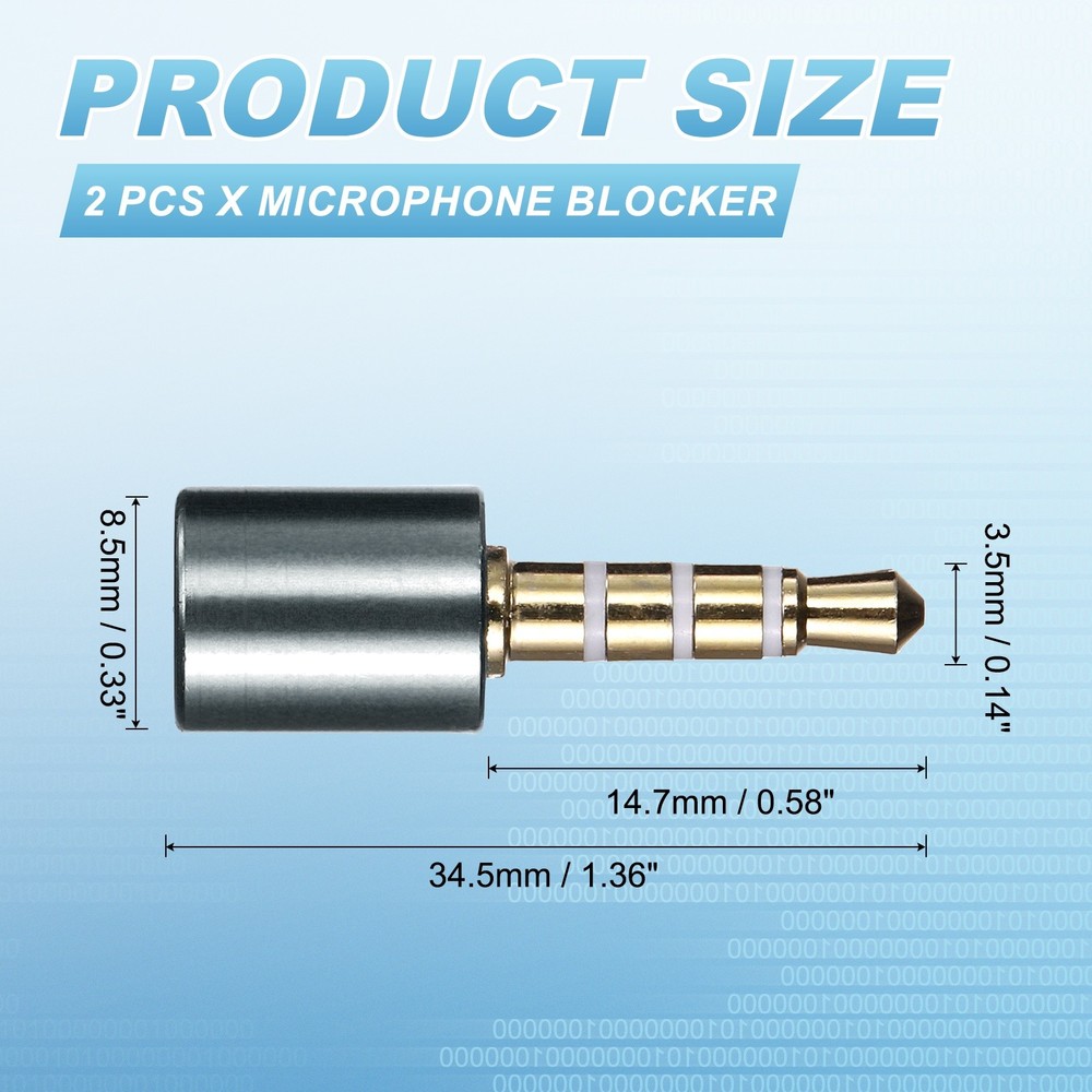 2 Pcs Microphone Blocker, USB 3.5mm Audio Blocker, Grey