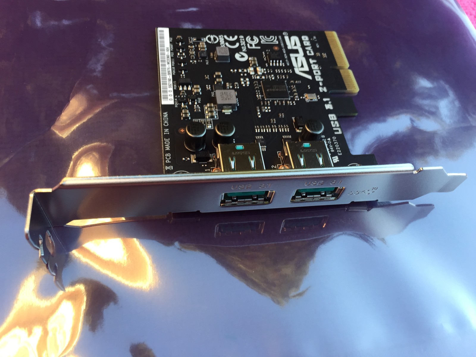 Asus 2 Port USB 3.1 Card PCI Express FOR X99 DELUXE II Z170 DELUXE , ORIGINAL