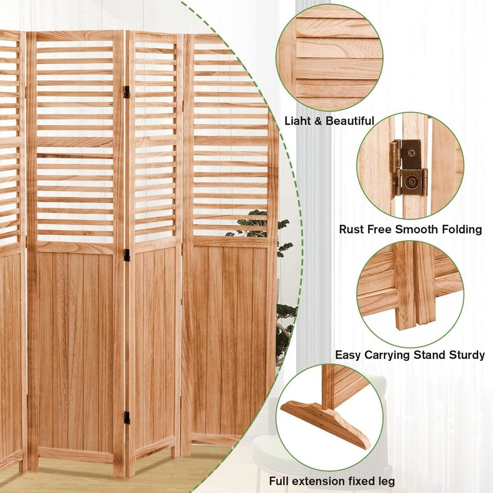 82.8'' W X 65'' H 6 - Panel Solid Wood Folding Room Divider, Normal