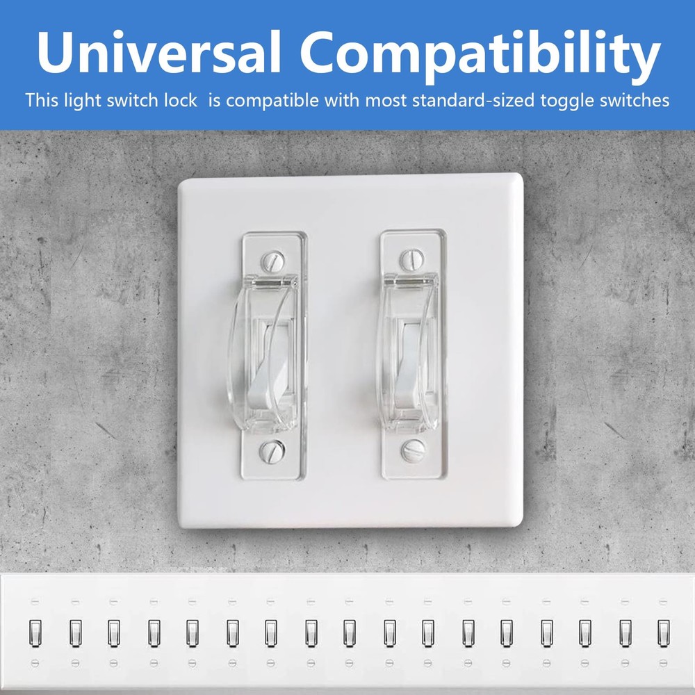 Childproof Light Switch Cover Guard - 2 Pack Clear Lock for Safety