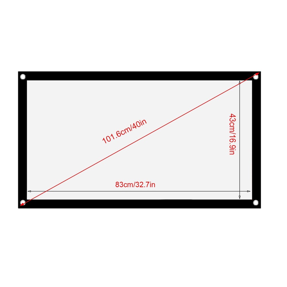 Projector Screen, 40Inch Portable Foldable 40 inches, white, black