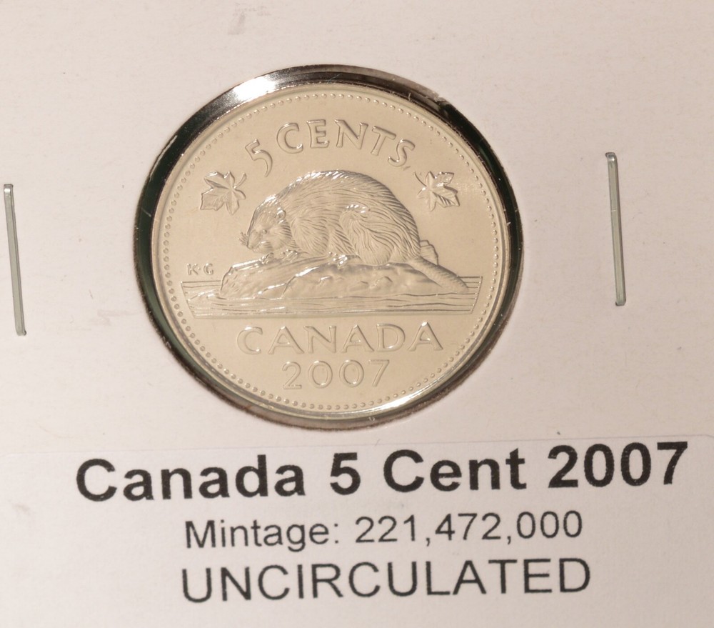 2007 Canada 5 Cent - UNCIRCULATED from Mint Roll 🇨🇦