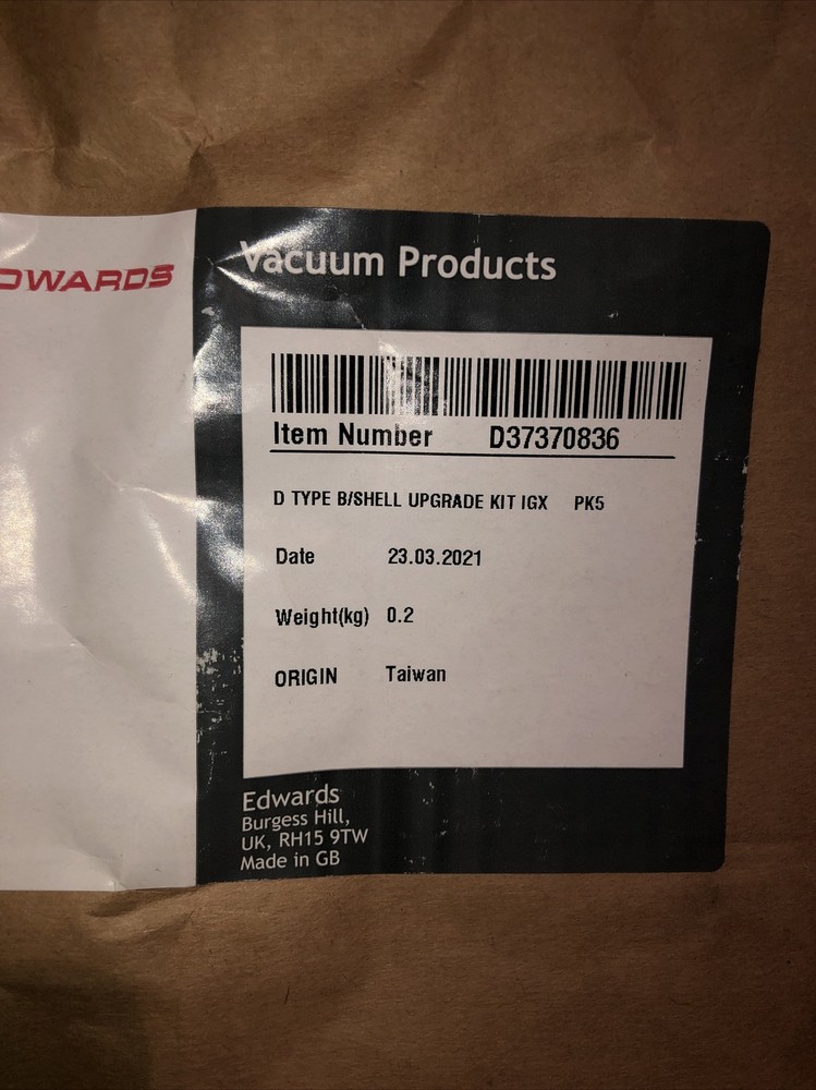 EDWARDS D37370836 D type B/SHELL UPGRADE KIT IGX 5 Pack