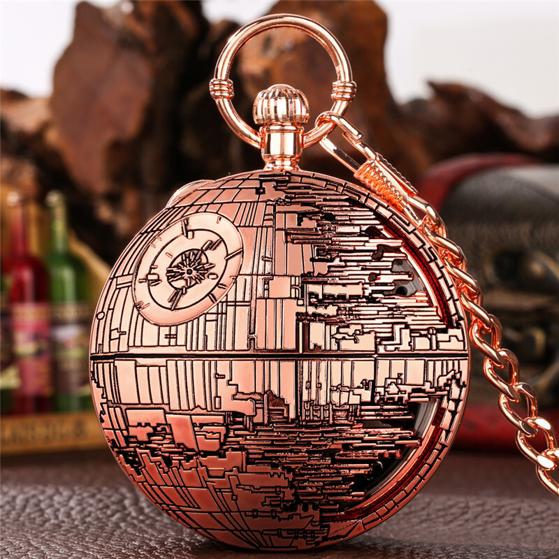 Retro Pocket Watch Star War Song Manual Musical Quartz Movement FOB Chain Gift