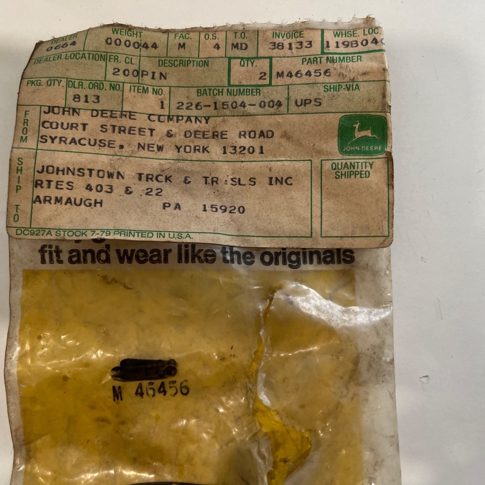 John Deere M46456 Attachment Pin