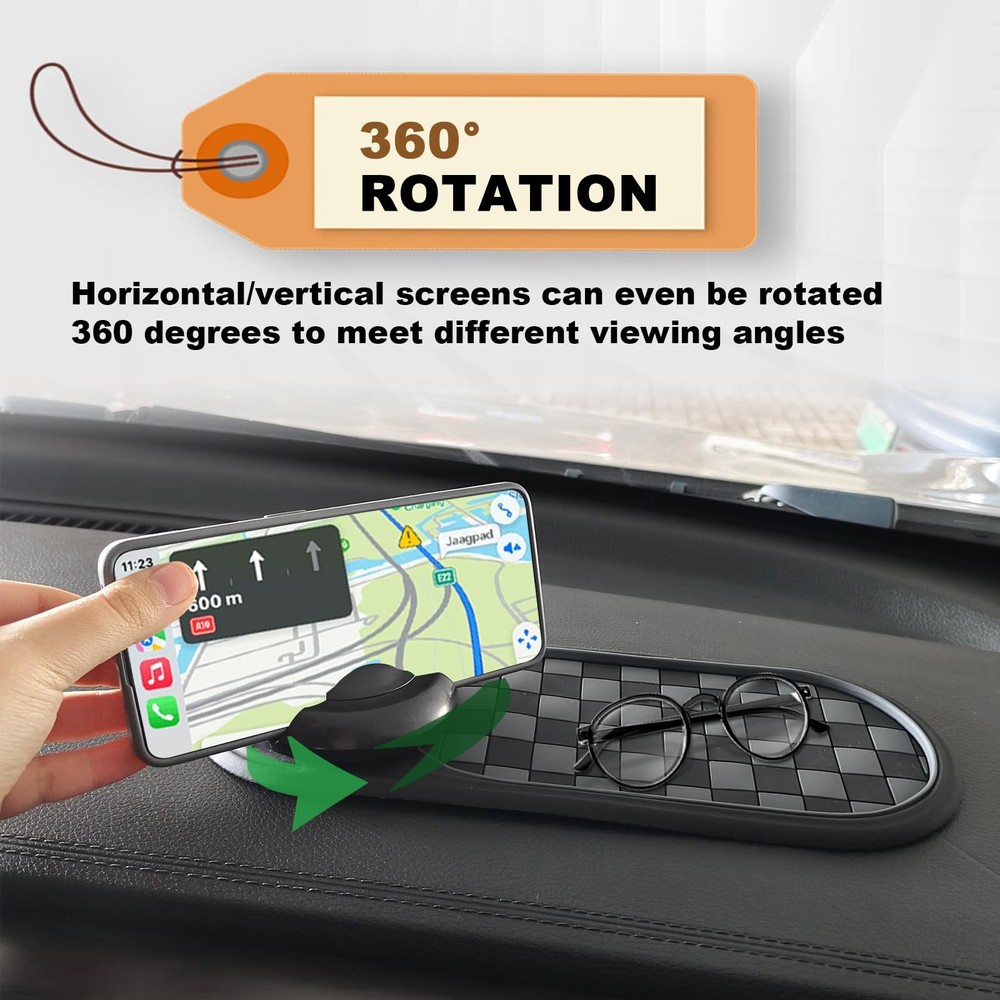 Universal Multifunction AntiSlip Car Dashboard Mat, Rotatable Car Holder Dash...