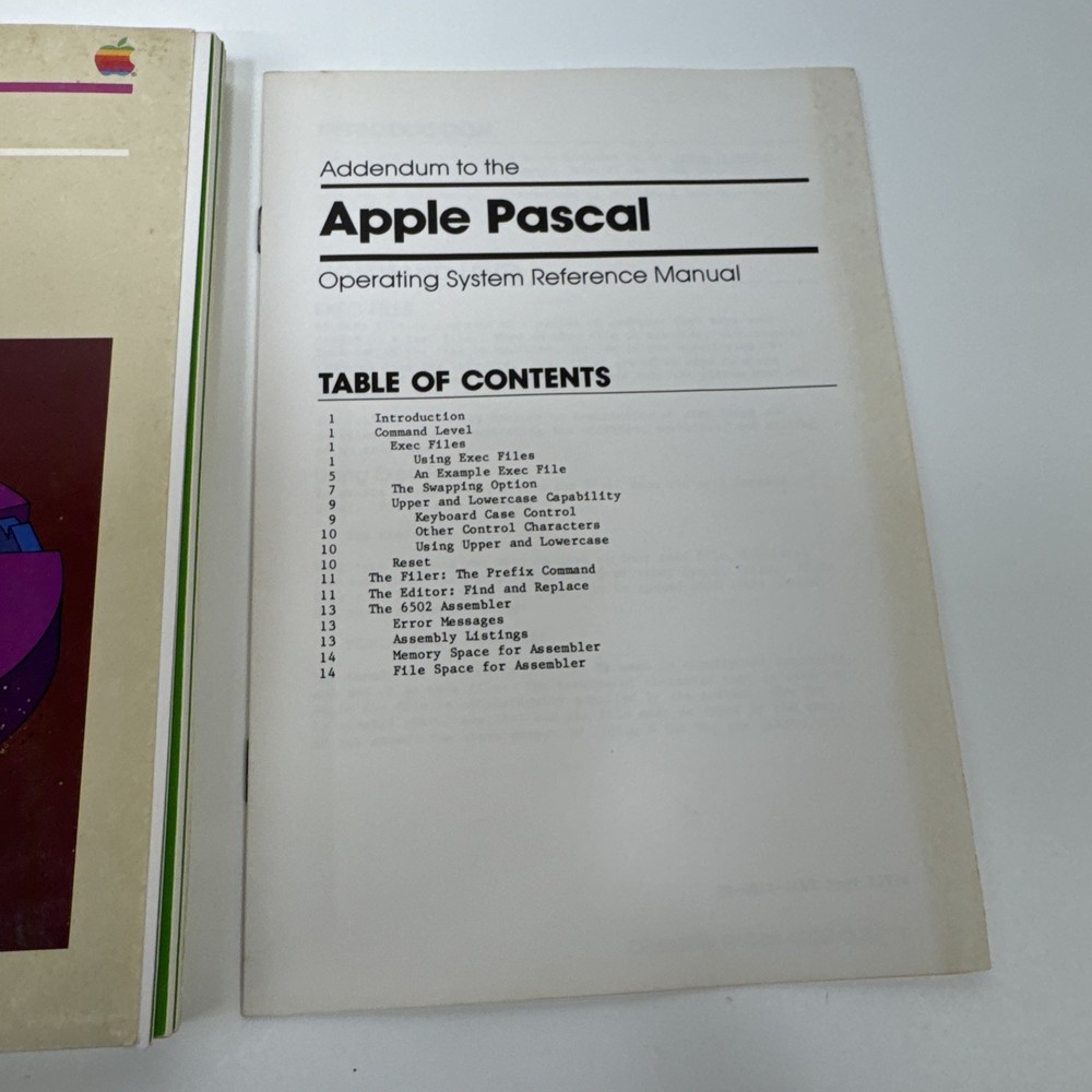 Apple II Pascal Operating System Reference Manual - 1980 With Addendum Booklet