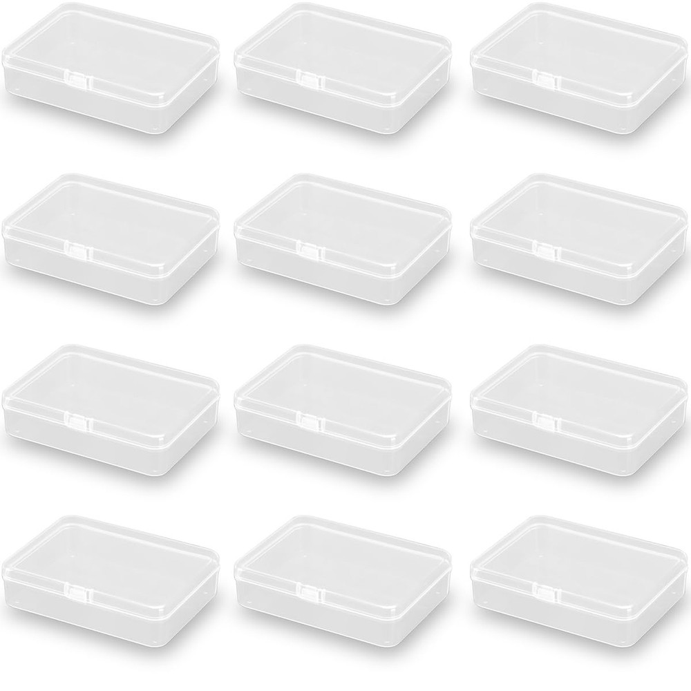 Rectangular Clear Plastic Organizer Storage Box Containers (4.45 x 3.31 x 1.1...