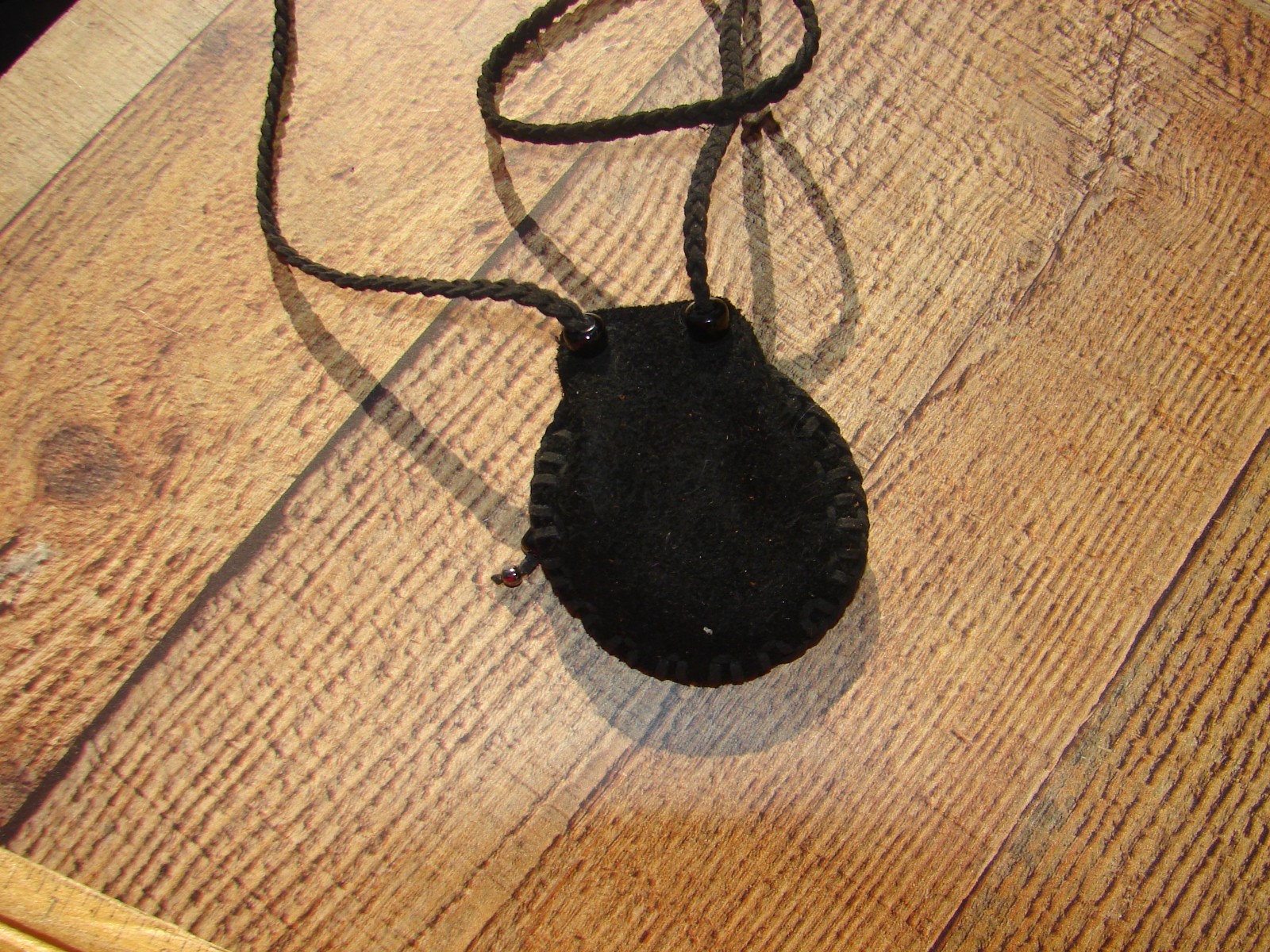 Buffalo Leather Medicine Bag, Handcrafted, Native American Necklace Pouch, 3"