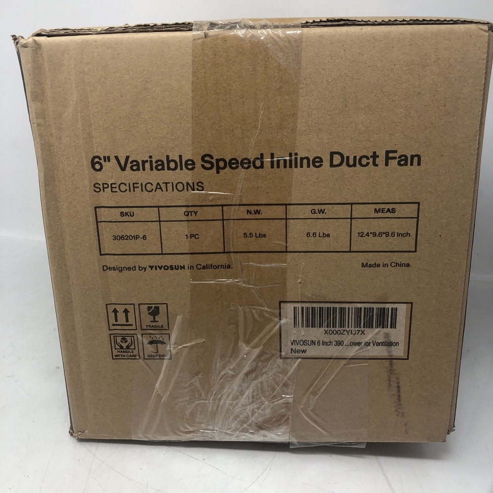 VIVOSUN R6 6 Inch 390 CFM Inline Duct Fan with Variable Speed Controller