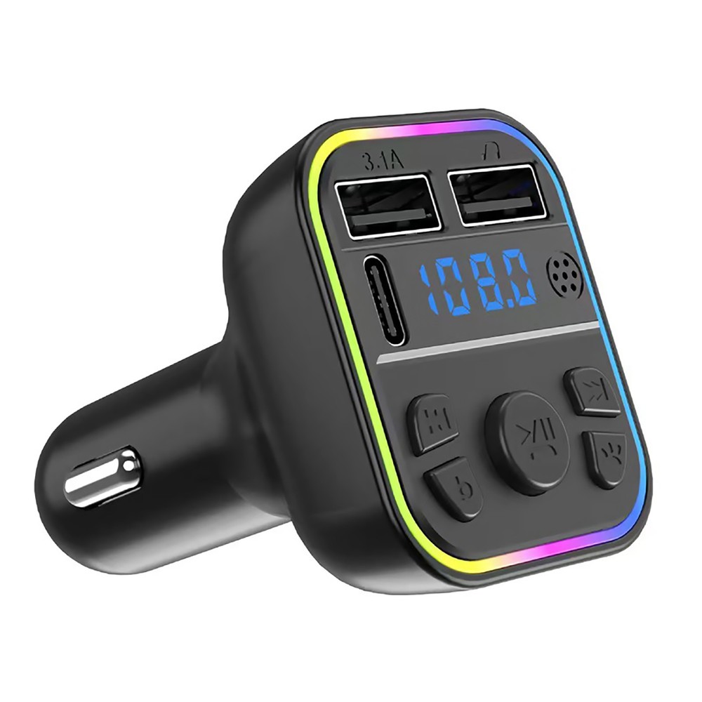 Fast Charger Car FM Transmitter Adapter TF Type-C Dual USB Adapter Car Accessory
