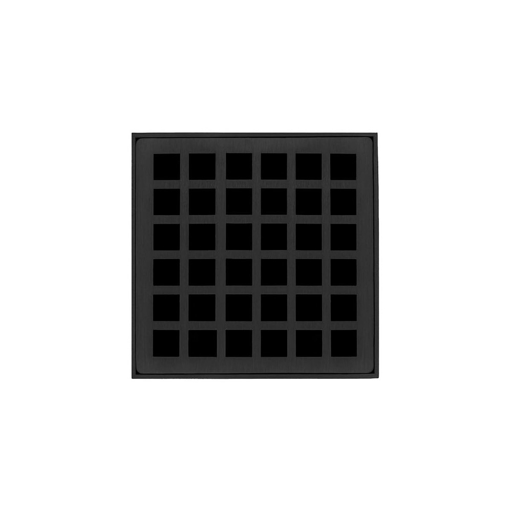 Infinity Drain Q 4 BK 4" x 4" Strainer with Squares Pattern Decorative Plate and