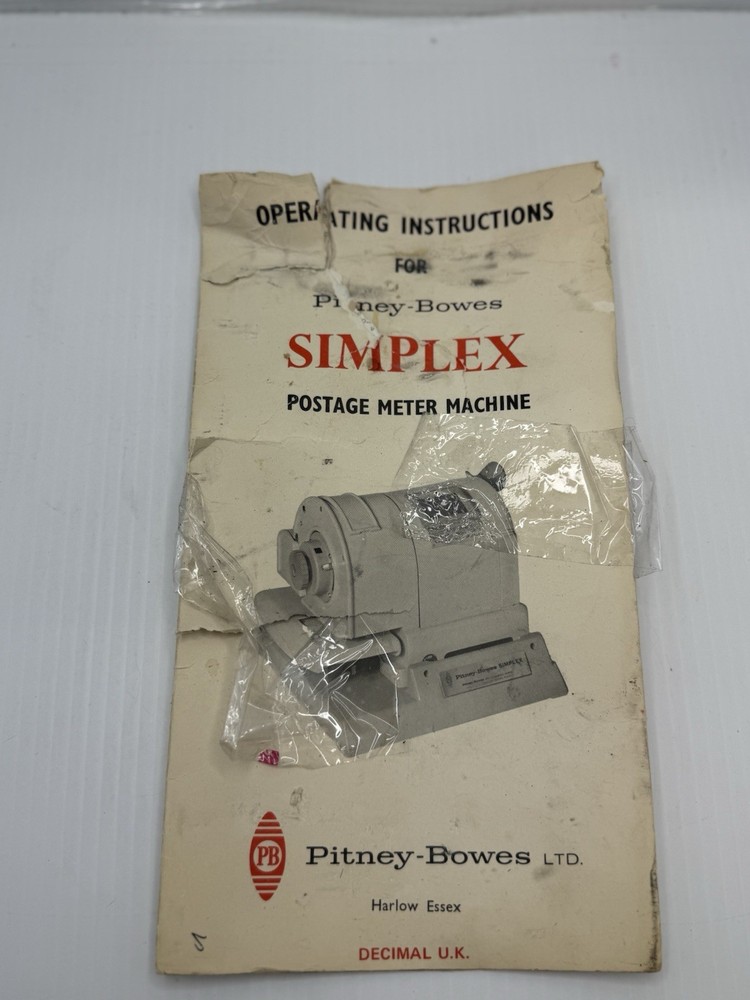 Pitney-Bowes Vintage Simplex Mail Machine Manual