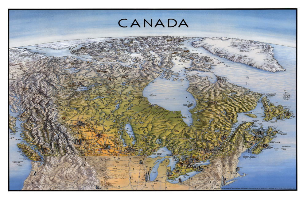 Unique Media Laminated Poster Map Canada Artistic Illustration