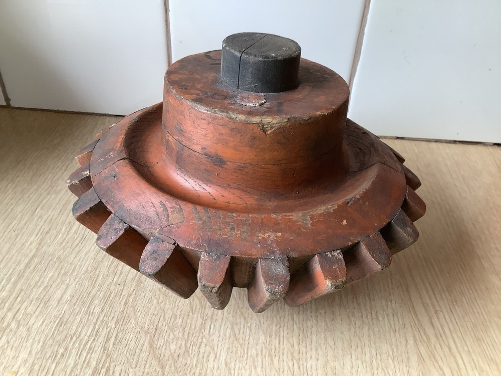 Antique wooden foundry casting cog wheel pattern