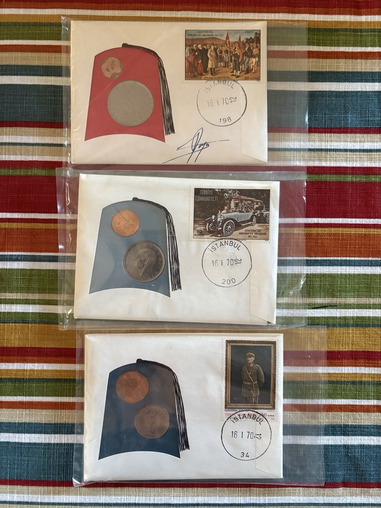 Three Turkish COIN SETS 1970 First Day Covers
