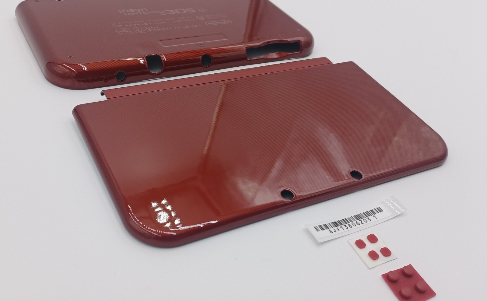 New Nintendo 3ds Xl LL Red Replacement Shells Front/Rear + Rubbers+Screws+Label