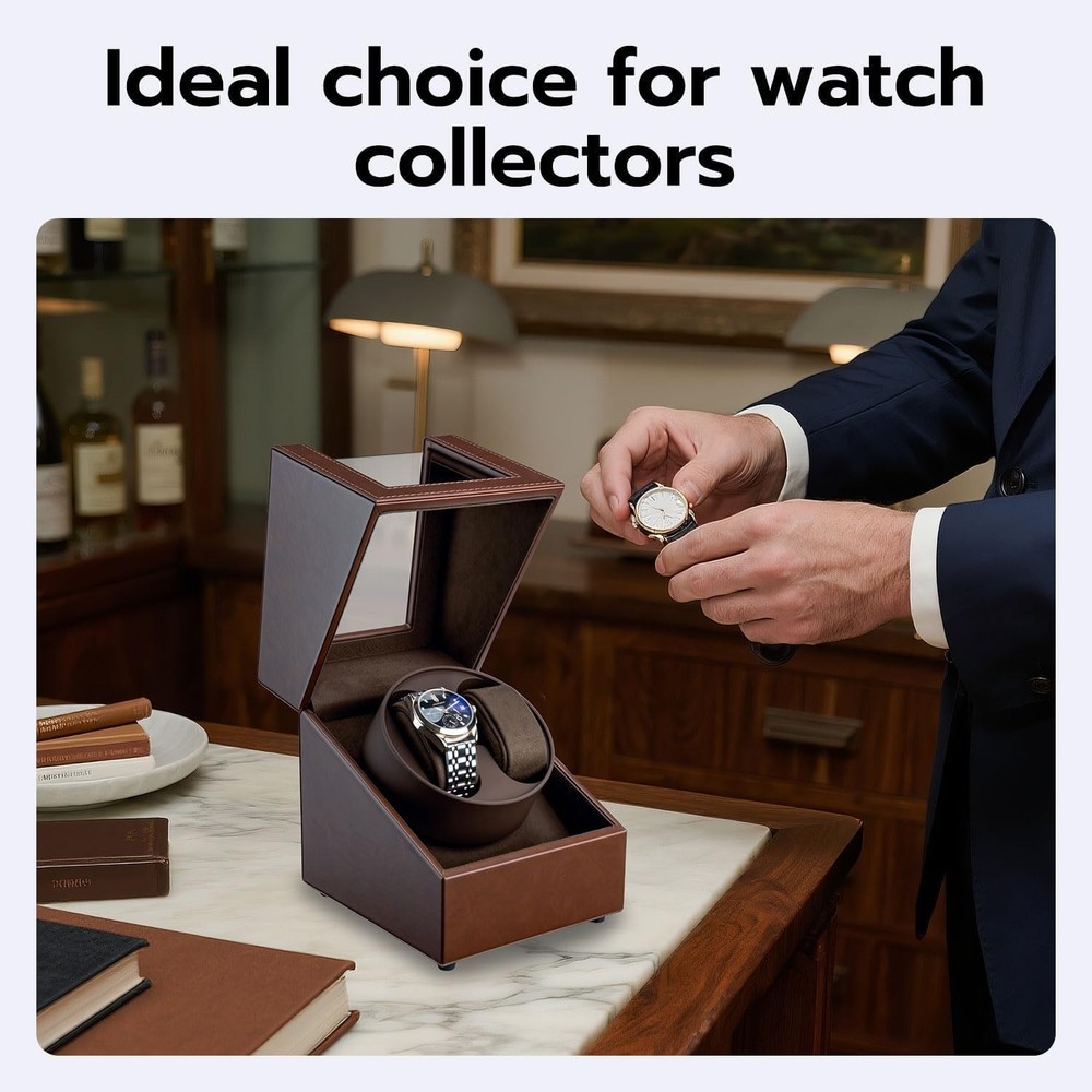 Automatic Rotation Double Watch Winder Box Leather Storage Display Case Gift new