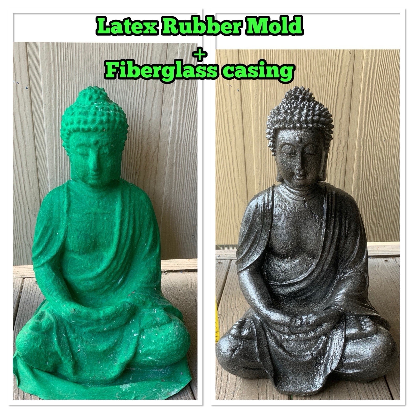 LATEX RUBBER MOLD + Fiberglass Casing Sitting Buddha H. 17” YKM-5126 Blue Mold