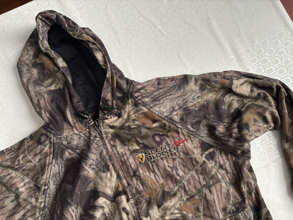 ScentBlocker Plus Buglite Camo Hunting Jacket Men Large Hooded Lined